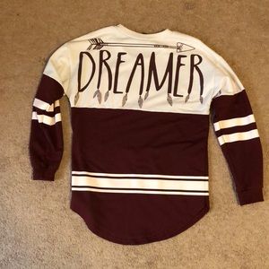Maroon and white dreamer long sleeve T!